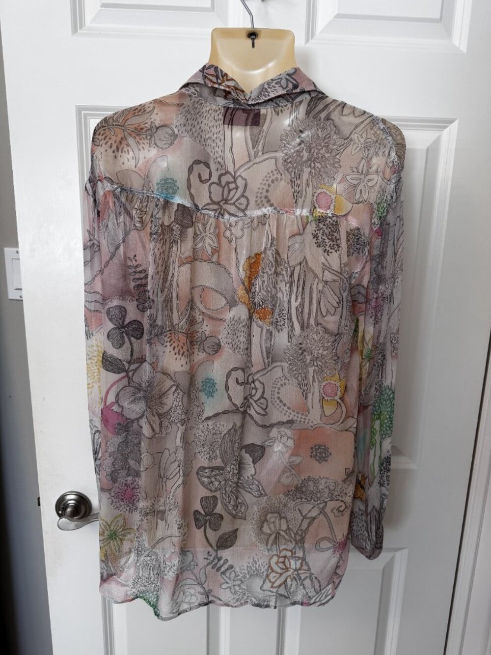 NWT Missoni Women Size 40 (M) Orange tag Multicolor Silk Chiffon Shirt - Picture 10 of 14